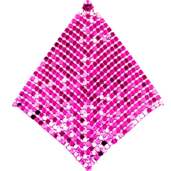 Fuchsia Mesh Chain Dangle Earrings Drop Metal Cute Beautiful Statement Accessory - Picture 6 of 8